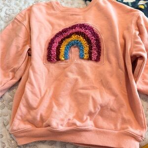 Peach Sweatshirt with Rainbow Design